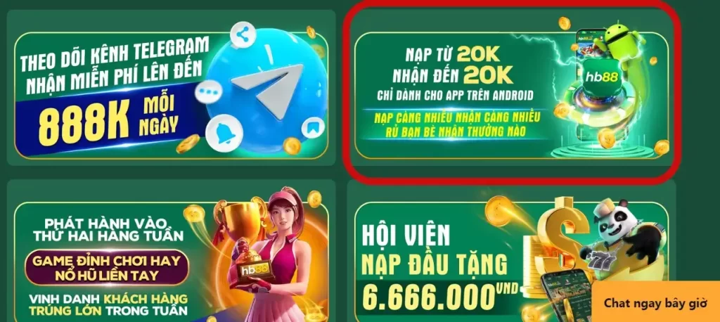 Tải app HB88 nạp từ 20k tặng ngay 20k mỗi ngày